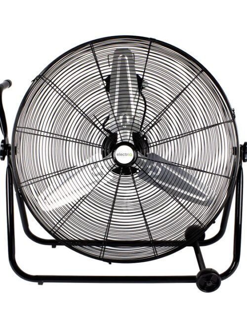 electriQ 24 Inch High Velocity Floor Drum Fan on Wheels - Black Metal Body