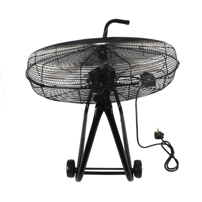 electriQ 24 Inch High Velocity Floor Drum Fan on Wheels - Black Metal Body - Image 6