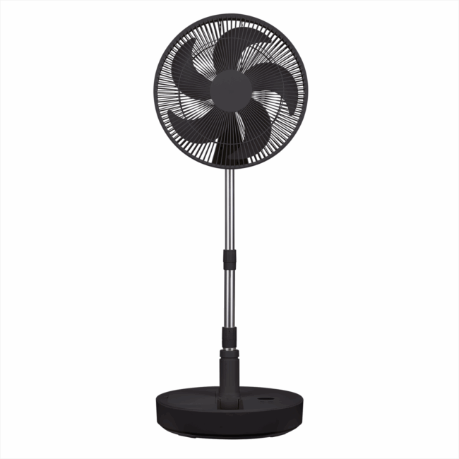 electriQ 12-inch Rechargeable Quiet Foldable DC Pedestal Fan - Indoor & Outdoor - Black - Image 3