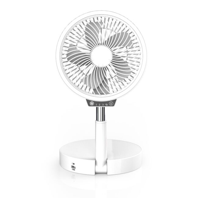 electriQ 6 inch Rechargeable and Foldable Quiet DC Fan with LED Light - Indoor or Outdoor - Image 2