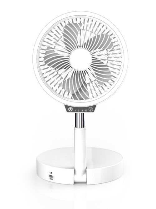 electriQ 6 inch Rechargeable and Foldable Quiet DC Fan with LED Light - Indoor or Outdoor