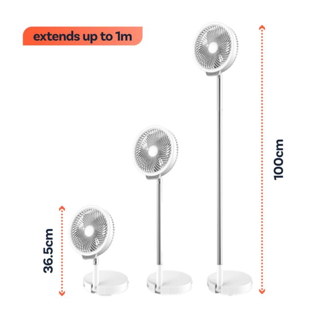 electriQ 6 inch Rechargeable and Foldable Quiet DC Fan with LED Light - Indoor or Outdoor - Image 7