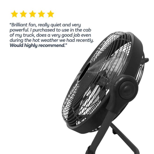 electriQ 12-inch Rechargeable Metal Body Quiet DC Floor Fan - Indoor & Outdoor Use - Black - Image 8